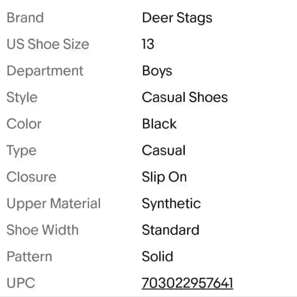 NEW NIB Deer Stags Sport Stags Little Boy's Stadium Slip On Shoe Black $40